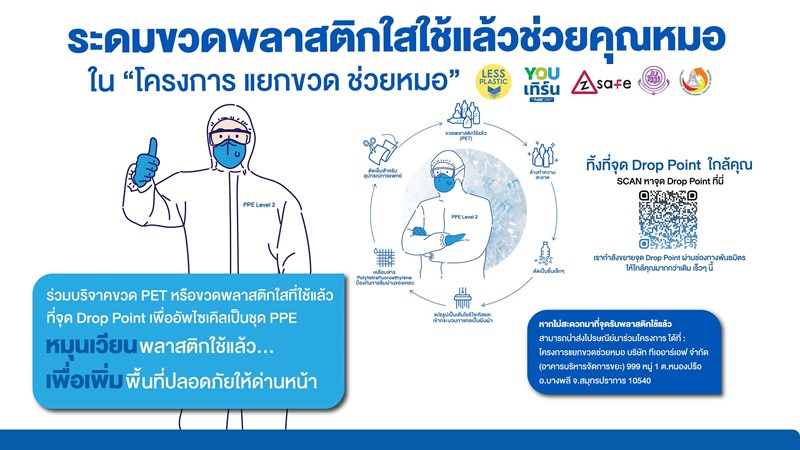 แยกขวด ช่วยหมอ อัปไซเคิลขวด PET เป็นชุด PPE ให้ด่านหน้า