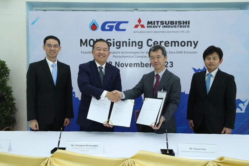 GC Collaborates with MHI to explore the utilization of hydrogen, ammonia and CCS technology to develop a large-scale petrochemical plant to achieve Net Zero
